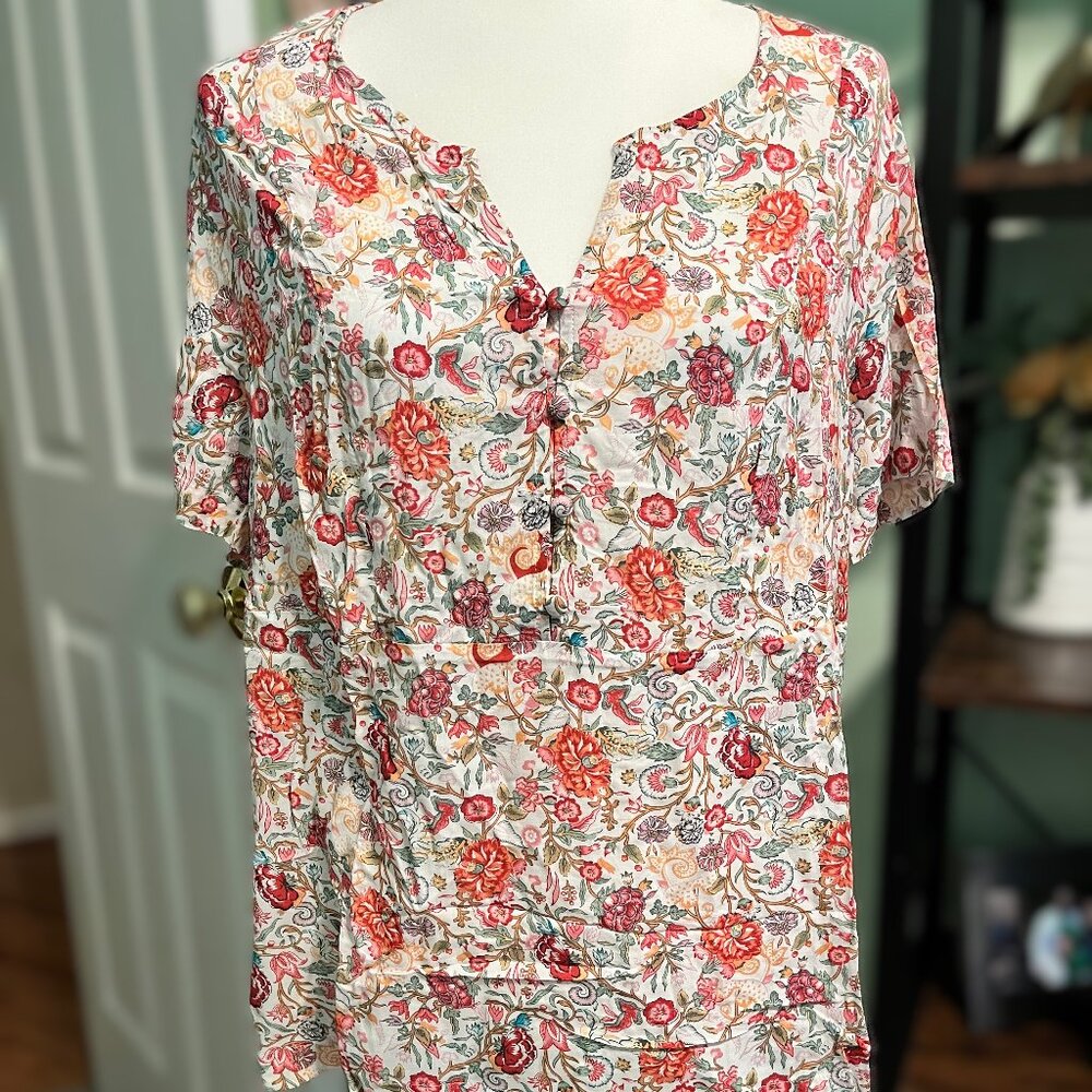 NWT Adrienne Vittadini XL Floral Blouse